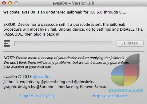 Mensaje de evasi0n Tutorial de cómo hacer jailbreak para iOS 6 y 6.1 con Evasi0n