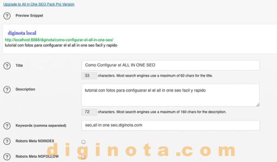 Publique SEO en All In One SEO Pack de