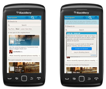 La nueva aplicación de Foursquare para BlackBerry es la primera que permite consultar información sin iniciar sesión 3