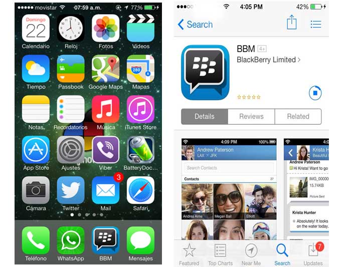 bbm blackberry messeger para iphone y android