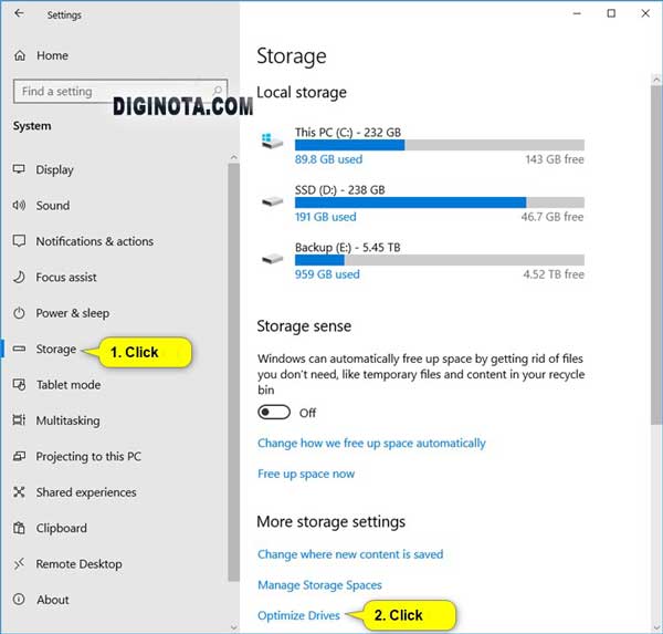 Optimizar unidades desde la configuración