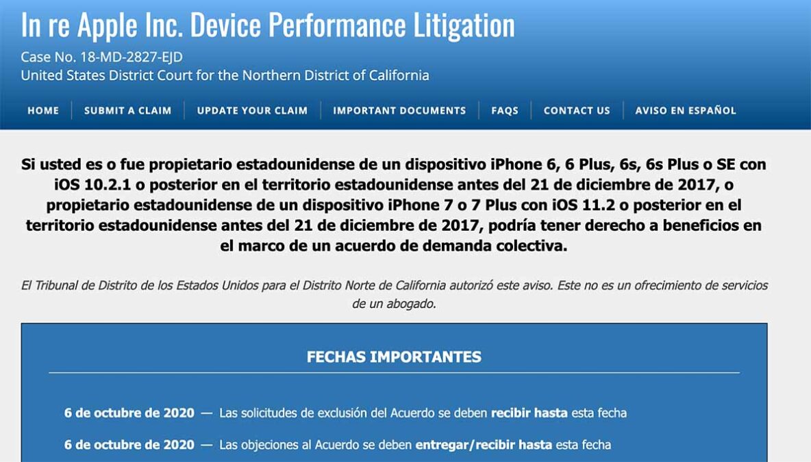 Cómo solicitar a Apple el pago que debe hacer a los dueños de iPhone 6, 7 y SE #batterygate 3